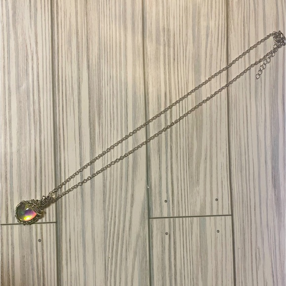 Silver Tone Moonstone Charm Necklace - Picture 1 of 4